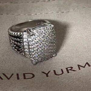 David Yurman Wheaton Ring In Sterling Silver With Pave Diamonds  sz7
